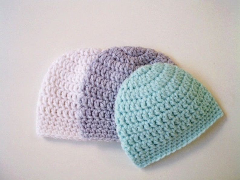 Simple Crochet Beanie Pattern Instructions for Newborn Baby Kids and Adults Sizes Crocheted Hat Pattern for Women Girls and Men Unisex image 1