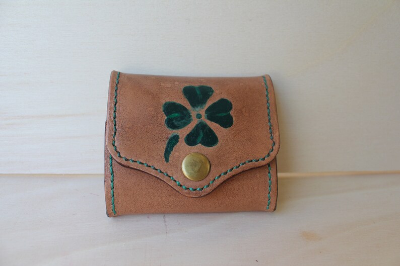 Leather purse Lucky Quadrifoglio gift him her graduation gift hand-painted purse custom purse