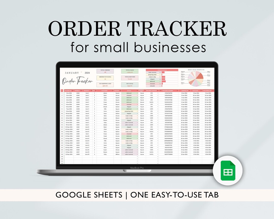 Order Tracker Google Sheets Template | Order Tracker, Order Status ...