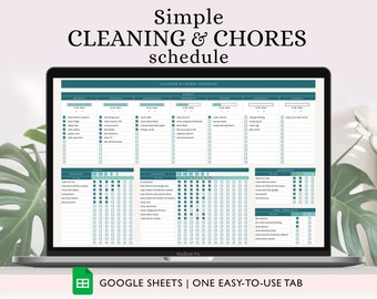 Editable Cleaning and House Chores Schedule Spreadsheet, Google Sheets Template, ADHD Daily Weekly Monthly Yearly Spring Cleaning Planner