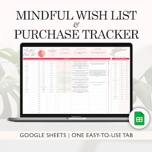 Mindful verlanglijst en aankooptracker | Uitgaventracker, Shopping-tracker, Spaaruitdaging, Spaardoelentracker | Google Spreadsheets-sjabloon