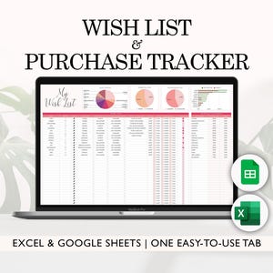 Wishlist & Purchase Tracker, Expense Spreadsheet for Conscious Spending, Budgeting |Digital Templates, Google Sheets/Excel, Instant Download
