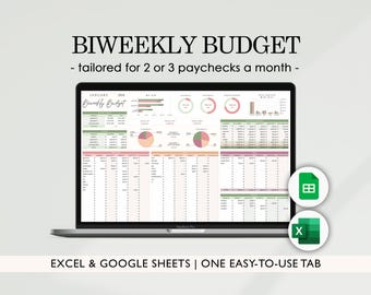 Biweekly Budget Spreadsheet, Budget by Paycheck,Personal Finance, Finance tracker, Budget planner, Excel spreadsheet, Google Sheets Template
