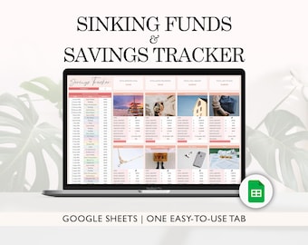 Sinking Funds Tracker, Savings Tracker | Wish List, Debt, Vacation, Emergency | Digital Vision Board, Vision Board Template | Google Sheets