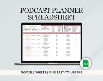 Podcast Planner Spreadsheet, Content calendar, Episode Checklist | Google sheets podcast planner, Podcast templates, Content creation