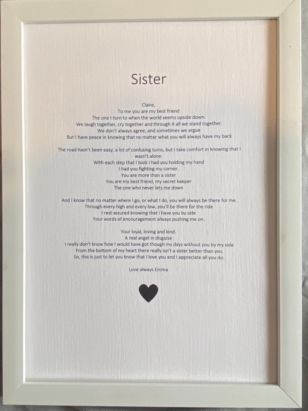 SISTER Poem A4 Print Christmas Gift Birthday Gift - Etsy