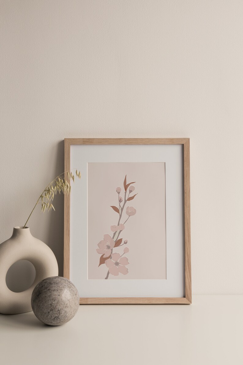 Cherry Blossom Digital Print Minimalist Print by Aesmo Sakura Print Nature Sakura Illustration Simple A3 Art Print Japan