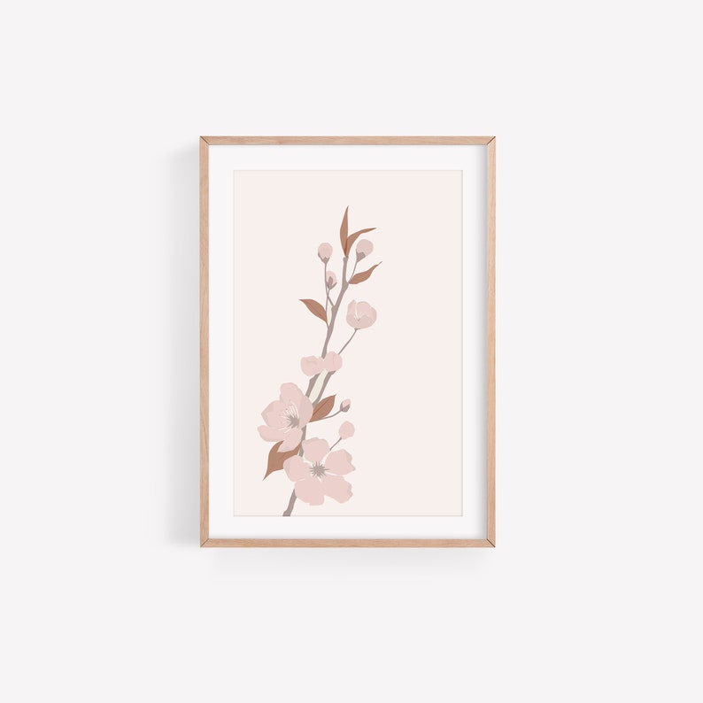 Cherry Blossom Digital Print Minimalist Print by Aesmo Sakura Print Nature Sakura Illustration Simple A3 Art Print Japan