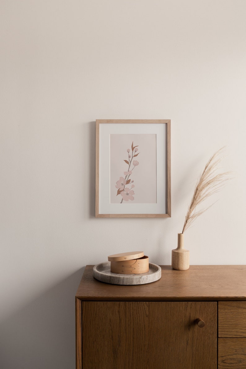 Cherry Blossom Digital Print Minimalist Print by Aesmo Sakura Print Nature Sakura Illustration Simple A3 Art Print Japan