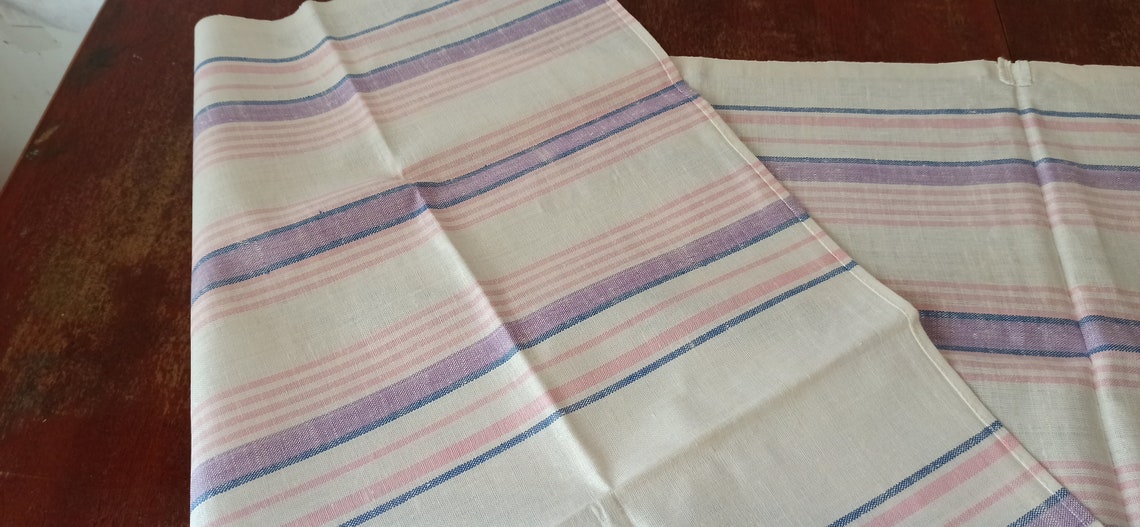 Vintage NOS UNBENUST Baumwoll Leinen Streifen Handtuch | Etsy