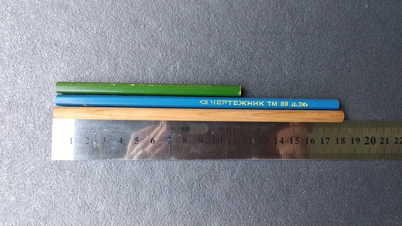 Unused Vintage Lead Pencils Set of 8 ~ NOS New Soviet Random Pencils ~ Black Wooden Pencils ~ Craft Supplies Office ~ Gift for Artists