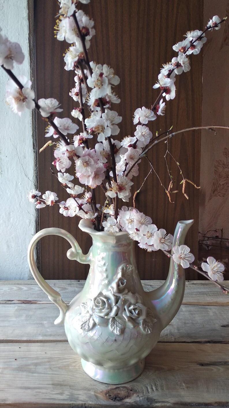 Vintage Retro Anthropologie Ceramic Vase Flower Rustic Country Etsy