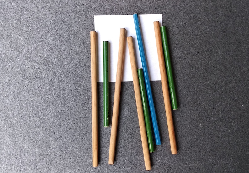 Unused Vintage Lead Pencils Set of 8 ~ NOS New Soviet Random Pencils ~ Black Wooden Pencils ~ Craft Supplies Office ~ Gift for Artists