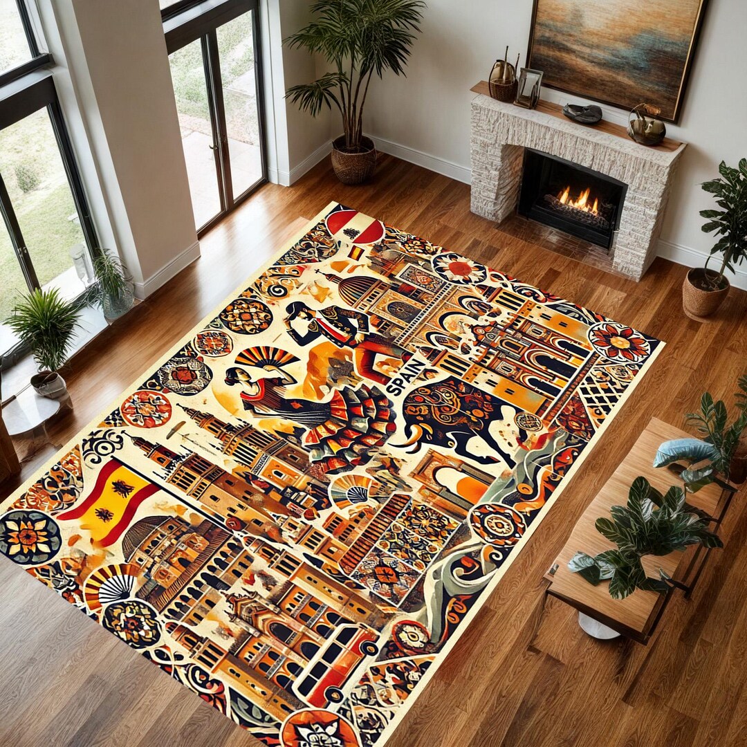 Medellin Rugs Spain Vintage Rug,barcelona Design Rug, Custom Rug, Popular Rug, Area ...