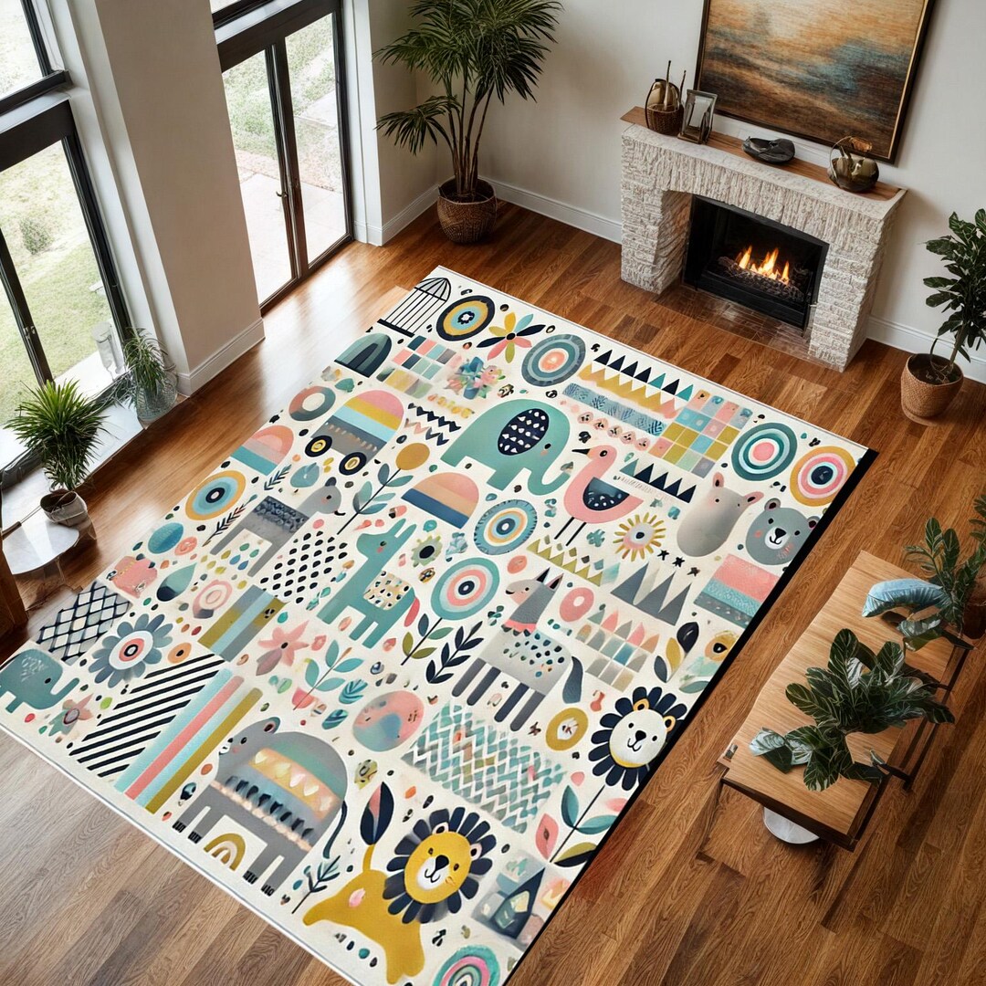 Animal Farm Rug, Kids Modern Animal Design Rug, Custom Rug, Popular Rug ...