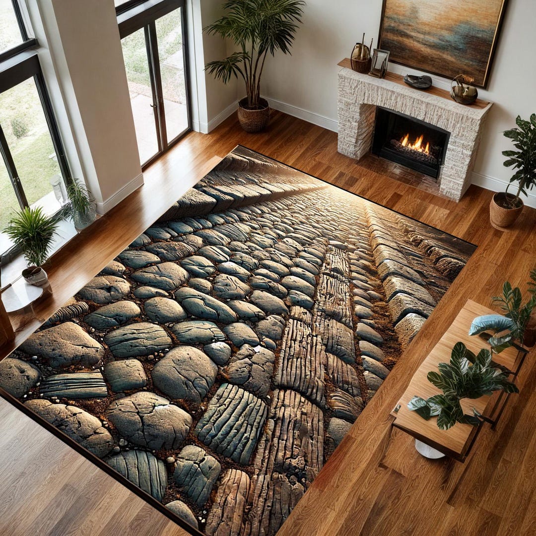 Stone Rug Design Stone Vintage Road Rug,vintage Stone Design Rug, Custom Rug, Popular ...