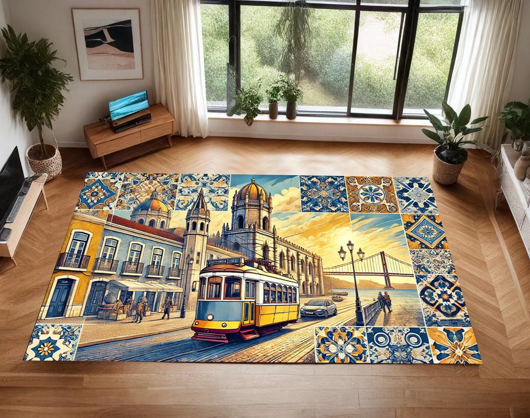 Portugal Rug Portugal Vintage Rug,lisbon Design Rug, Custom Rug, Popular Rug, Area ...