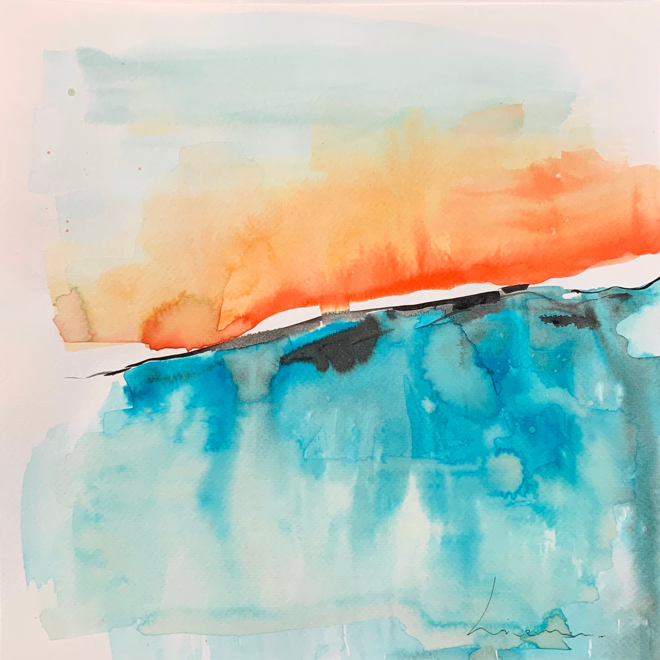 Watercolor Abstract Landscape Set of 3 colorful fine art Etsy