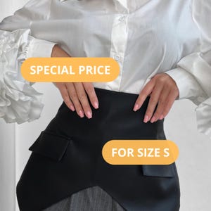 Basque Skirt Belt Fashion Accessory for Office Look Vegan Leather Corset Belt Accessory Gift for Women Wrap Skirt with Ribbon Peplum Belt