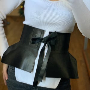 Leather Corset Belt with Skirt For Woman Street Wrap Skirt Quality Wide Dress Belt Gift For Woman Obi Corset Belt Gothic Under Bust Corset