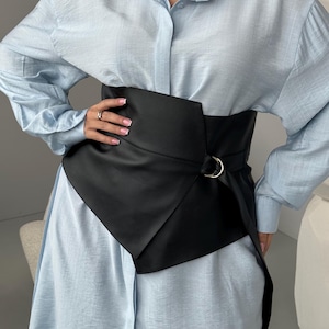 Peplum Belt High Waist Adjustable Basque Skirt Faux Leather Corset Belt Gift for Her Plus Size Waist Wrap Corset Under Bust Belt for Dress