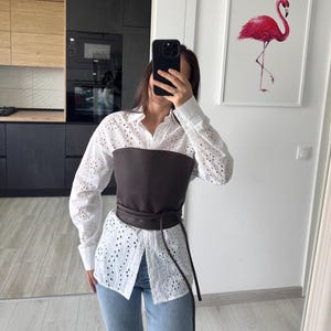 Corset Belt Overbust Eco Friendly Leather Waist Obi Belt Plus Size Renaissance Bustier Top for Dress Wide Wrap Belt Reversible Festival Wear