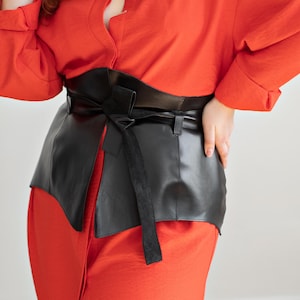 Genuine Leather Belt Corset Skirt Peplum Belt for Women&#39;s Skirt Belt Gift for Birthday Plus Size Waist Wrap Corset Obi Belt Half Skirt