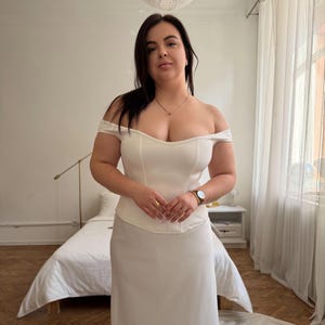 Black Corset Top, Romantic Night Out Outfit: Overbust Cottage Core Corset Bustier, Maxi Satin Skirt image 17