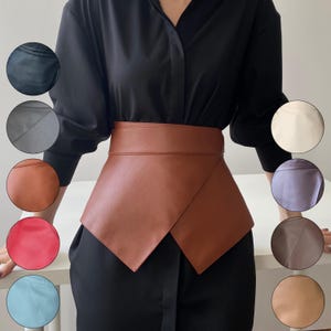 Vegan Leather Skirt Belt for Every Day Peplum Corset Belt for Women Gift Wrap Skirt Belt Peplum Belt for Plus Size Brown Basque Belt Corset