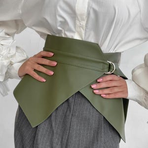 Trendy Skirt Belt for Fall Outfits Vegan Leather Peplum Belt Asymmetric Corset Belts Basque Waist Plus Size Women Waist Wrap Corset Belt