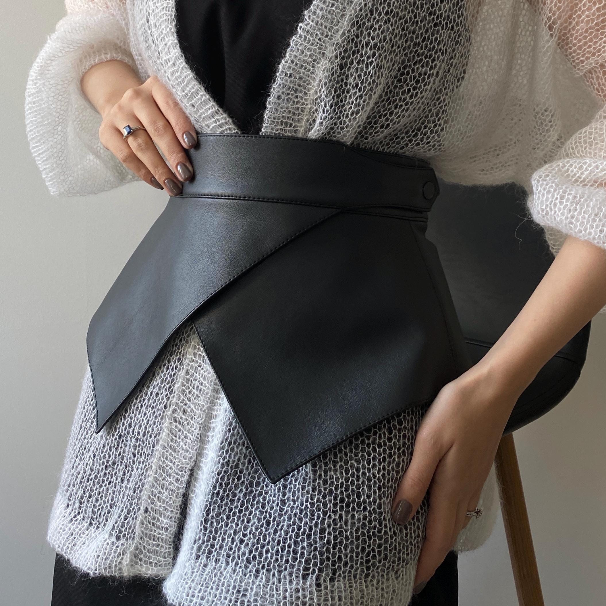 DAVID KOMA】BLACK WAIST-MARK peplum BELT DAVID KOMA】BLACK WAIST