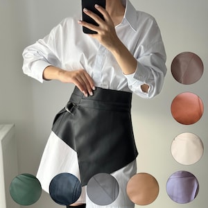 Peplum Belt Black Boho Chic Waist Wide Wrap Belt Vegan Leather Under Bust Corset Skirt Best Gift for Sister Basque Belt Skirt Asymmetric