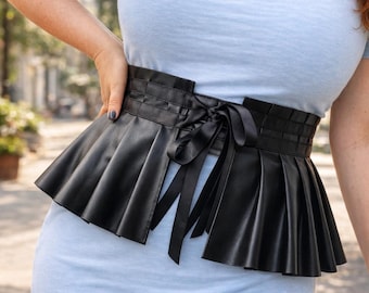 Skirt Belt for Office Outfit Soft Peplum Belt for Women Gift for Boss Plus Size Belt with Ribbon Pleated Half Skirt Fashion Basque Waist
