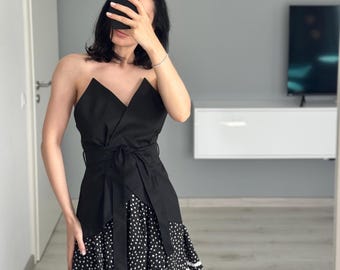 Top de corsé negro para el día a día, elegante top tipo corpiño, chaleco sobre el busto, regalo de 70 cumpleaños