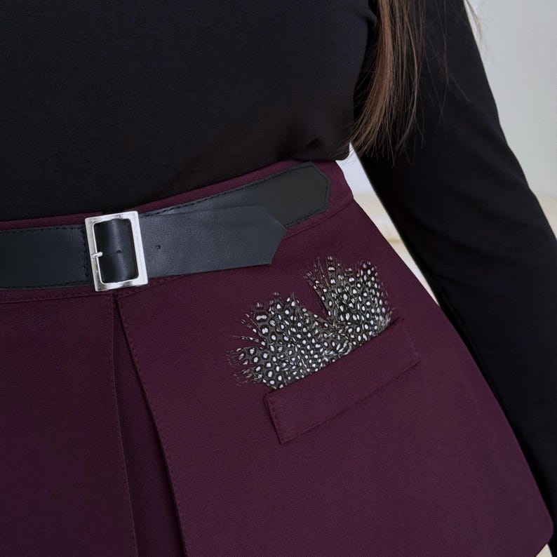 Suit Corset Belt with Black Natural Feathers: Wide Cotton Skirt, Dress Belt Under bust Corset, Peplum Skirt image 6