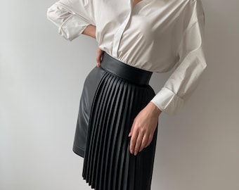 Fransbälte för klänning, kort omlottkjol, peplumbälte med sele, asymmetriska veckade accessoarer