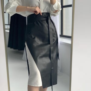 Long Belt Skirt for Every Day Vegan Leather Peplum Belt Under Bust Basque Belt Gift for Sister Plus Size Waist Corset Belt Basque Waist Belt