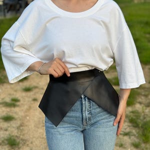 Leather Peplum Belt Glossy Genuine Leather Festival Corset Skirt for Plus Size Woman Casual Unique Belt Basque Skirt for Every Day Lady Gift