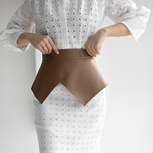Belt Skirt Faux Leather Peplum Waist Corset Wrap Adjustable Women’s Fashion Accessory Handmade Outfit Accent Stylish Clothing Gift Birthday