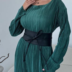 Faux Leather Corset with Belt Skirt Basque Belt Under Bust Belt Gift for Women Custom Size Waist Corset Obi Belt Peplum Belt Wrap Corset