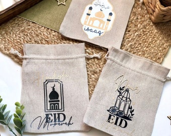 Pochon Eid Mubarak personnalisé, sac cadeau Eid Mubarak, boite eid, cadeau eid enfant adulte