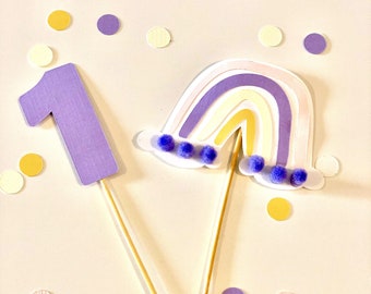 Cake topper arc en ciel bohème anniversaire