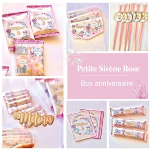 Pink birthday box mermaids birthday, kinder, crisps, candy bags