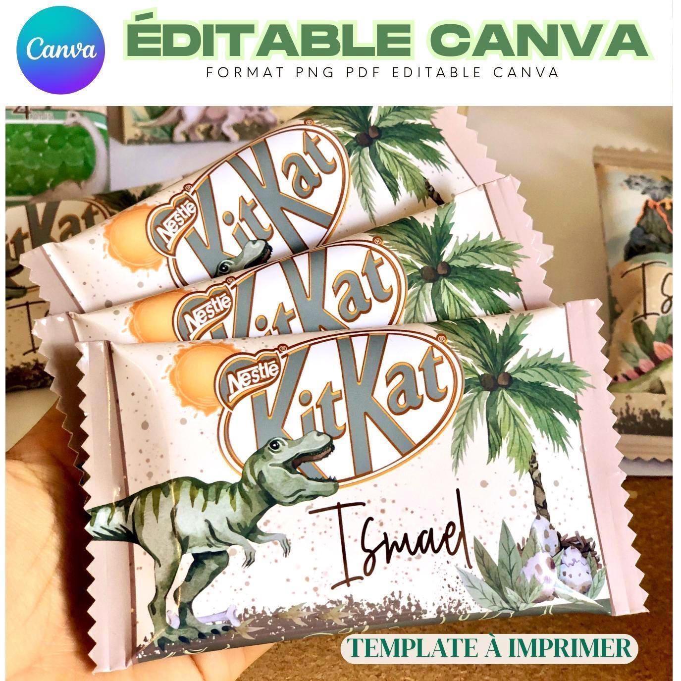 chocolate kit kat dinosaur dino to print edit canva personalized chocolate birthday dinosaur avoidable printable
