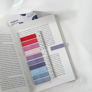 Lavendel plaknotities | Indexeer plaknotities met liniaal | Paginamarkering | Vastgezette tabbladen| Tabbladen voor plaknotities voor bladwijzers, studie, kantoor