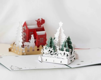 3D-kerstkaarten | Kerstkaartenset | Kerstpost | cadeaukaart