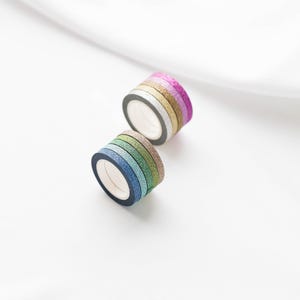 Ordinate Washi Tape | Gold Glitter Tape Series Slim | Bunte Glitzernde Bänder for Planners Journals | DIY Handwerk （5mm x 5m）