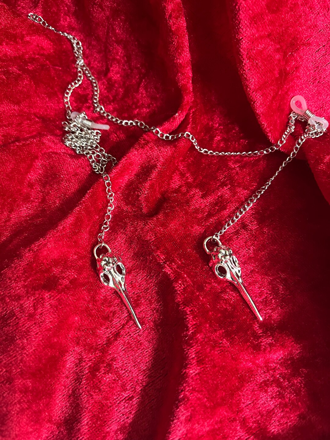 Glasses Chain With Gothic Crow Skull Detail Etsy UK