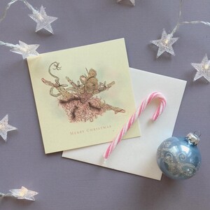 Pacote de mouse Sugar Plum com 10 cartões de Natal Shimmering Pearl Oyster - 148 mm x 148 mm com envelopes combinando