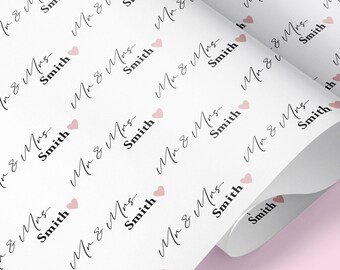 Personalised Mr & Mrs Gift Wrap / Personalised Wrapping Paper / Wedding Day / Personalised Anniversary Wrap / Wrapping Paper / Gift Wrap